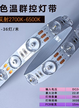 24V 36灯双色温2700-6000K 3030 22W漫反射软膜灯箱光源柔性灯带