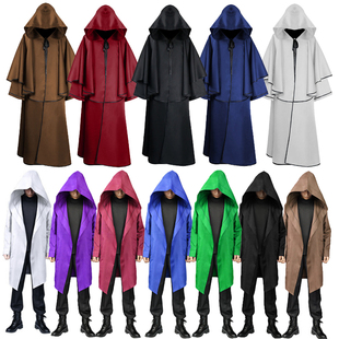 长袍复古法师斗篷中世纪魔法师带帽巫师舞台剧演出服死神cos披风