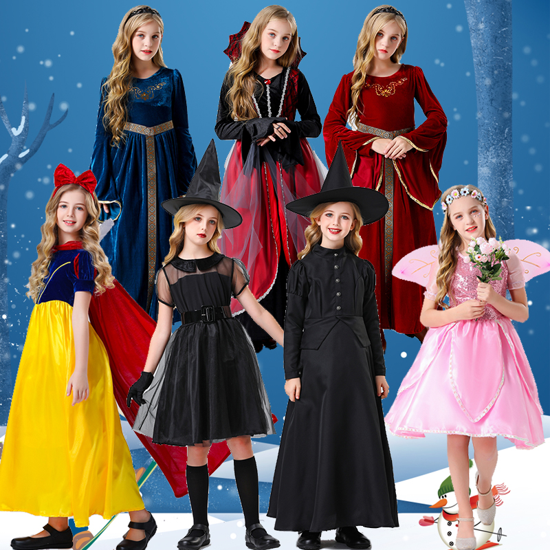 吸血鬼魔法女巫儿童服装迪士尼cos白雪公主茉莉公主小红帽女仆装