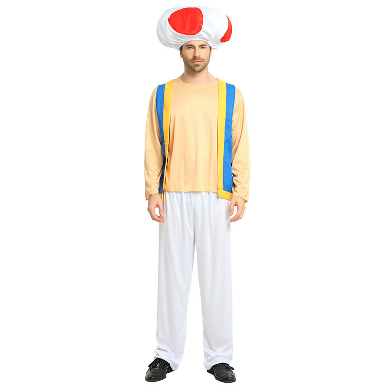 万圣节服装超级马里奥服装舞台表演服动漫游戏服蔬菜成人男蘑菇装