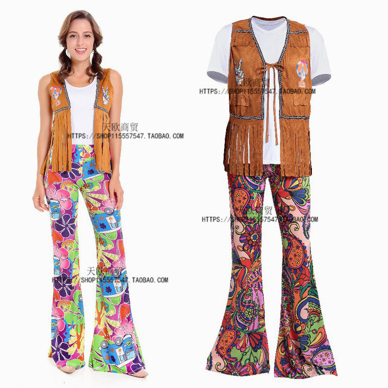 2017年万圣节服装夏威夷服装复古80年代嘻哈服饰夜店DJ复古男款