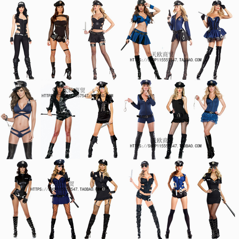 女警察制服诱惑欧美游戏短裙 万圣节cosplay夜店DS性感服装成人