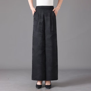 2783国风薄款高腰气质民族风垂感真丝优雅阔腿裤休闲女裤夏季