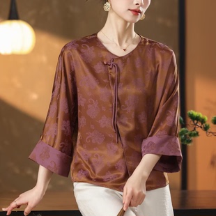 绣之绮615优雅气质国风斜襟香云纱真丝女装 2026夏季 新款 上衣衬衫