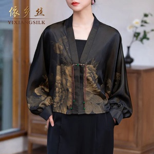 2024夏季新款女提花香云缎汉服披肩中老年丝缎双面穿短外套218