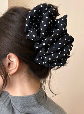超大韩国复古波点云朵抓夹女新款轻奢高级感发夹扎马尾鲨鱼夹发饰