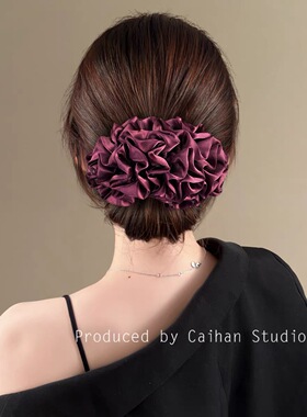 超饱满～法式褶皱绣球发圈女高级感扎头高弹低马尾头花头饰发饰