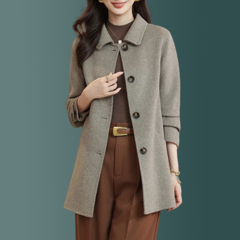 中年妈妈装羊绒大衣女2025秋冬新款今年流行赫本风小个子毛呢外套