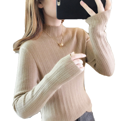 半高领修身紧身针织衫