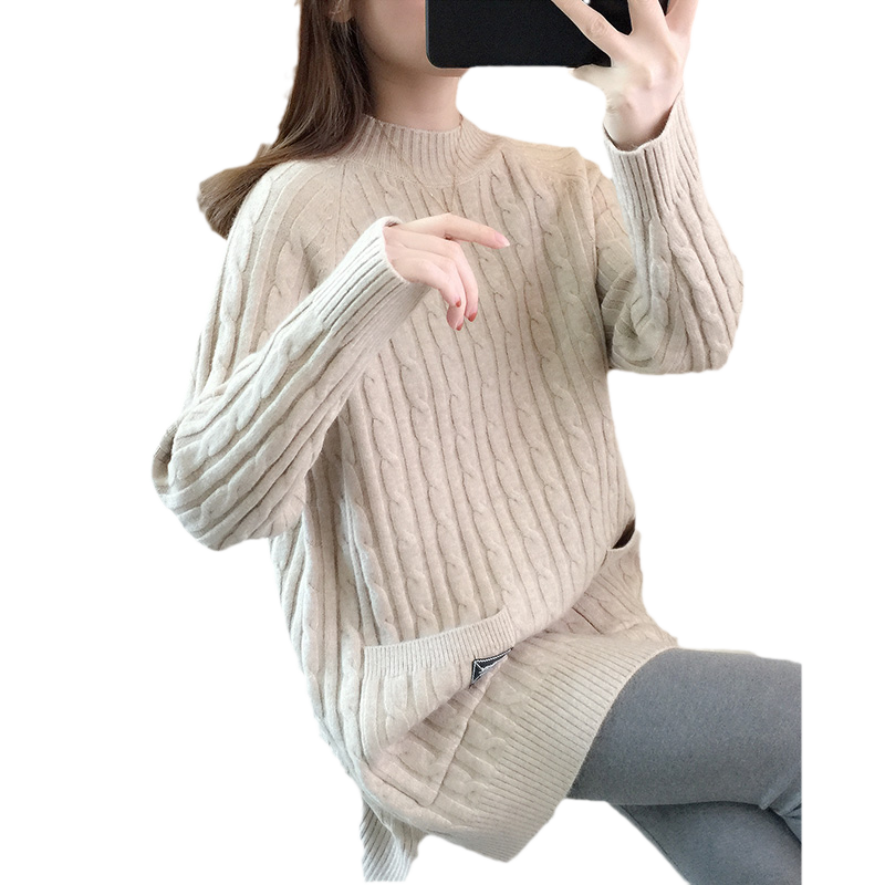 中长款毛衣女秋冬季加厚打底衫