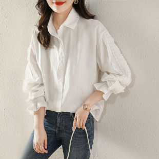 秋装 秋季 蕾丝衬衫 女装 小众上衣洋气女士衬衣设计感春秋 2023年新款