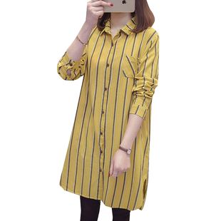 条纹衬衫女宽松韩版百搭春装新款潮衬衣外套复古港味长袖上衣