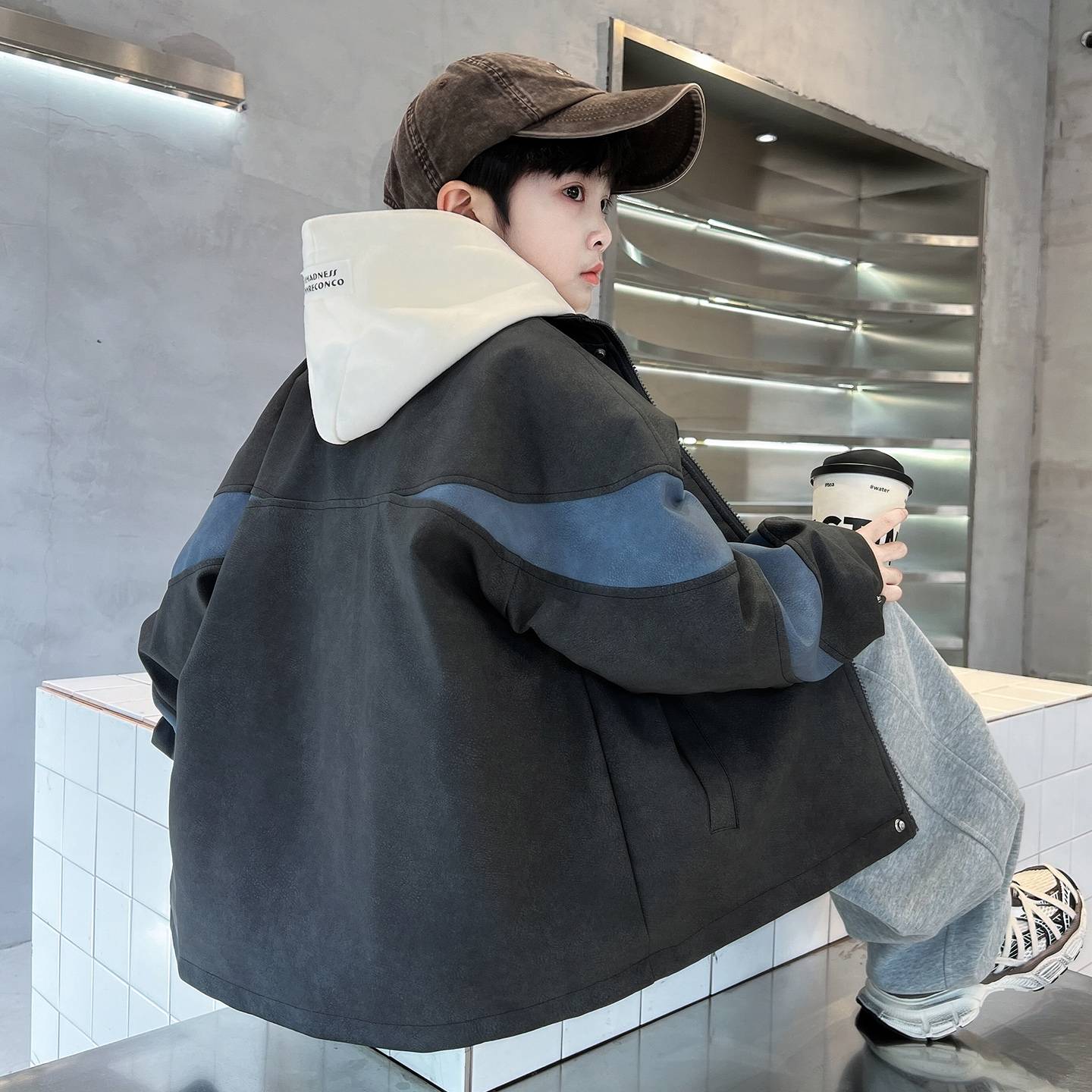 男童加绒外套秋冬款2025新款