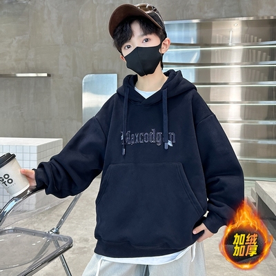 男童加绒卫衣秋冬款2025新款