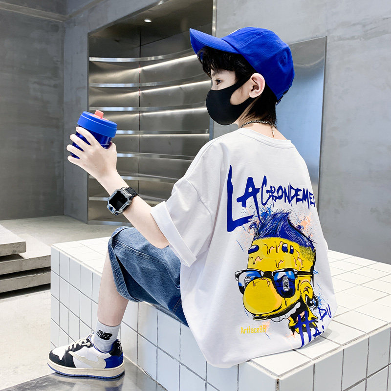 男童短袖t恤2025新款儿童装夏季休闲宽松上衣薄款纯棉大童夏装潮T,童装/婴儿装/亲子装,T恤,淘宝优惠券,粉丝福利购,淘宝优惠卷