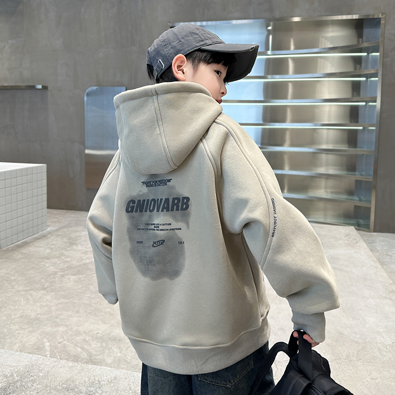 男童冬季加绒卫衣秋冬款2024新款