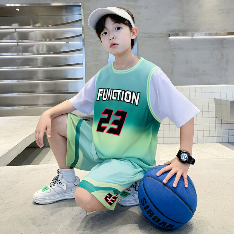 男童夏装套装2025新款儿童夏款中大童男孩夏季薄款篮球服运动服潮 - 实物图