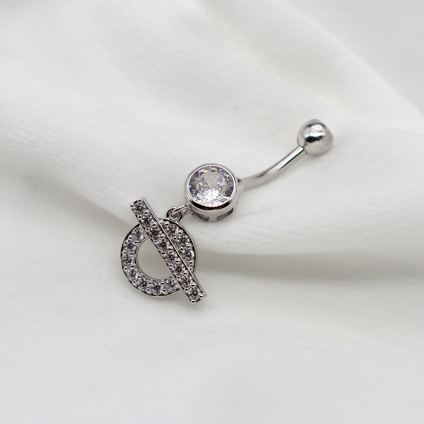 高级感镶钻锆石肚脐钉S925纯银