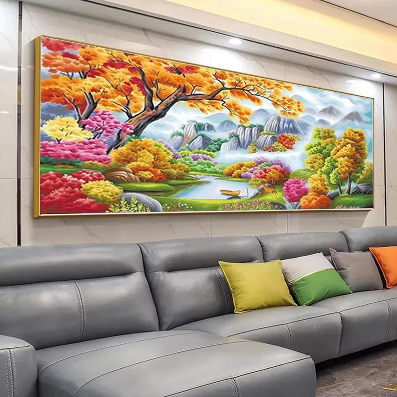 新款满钻客厅世外桃源风景钻石画DIY手工钻石绣点钻十字绣钻石绣,居家布艺,钻石绣,淘宝优惠券,粉丝福利购,淘宝优惠卷