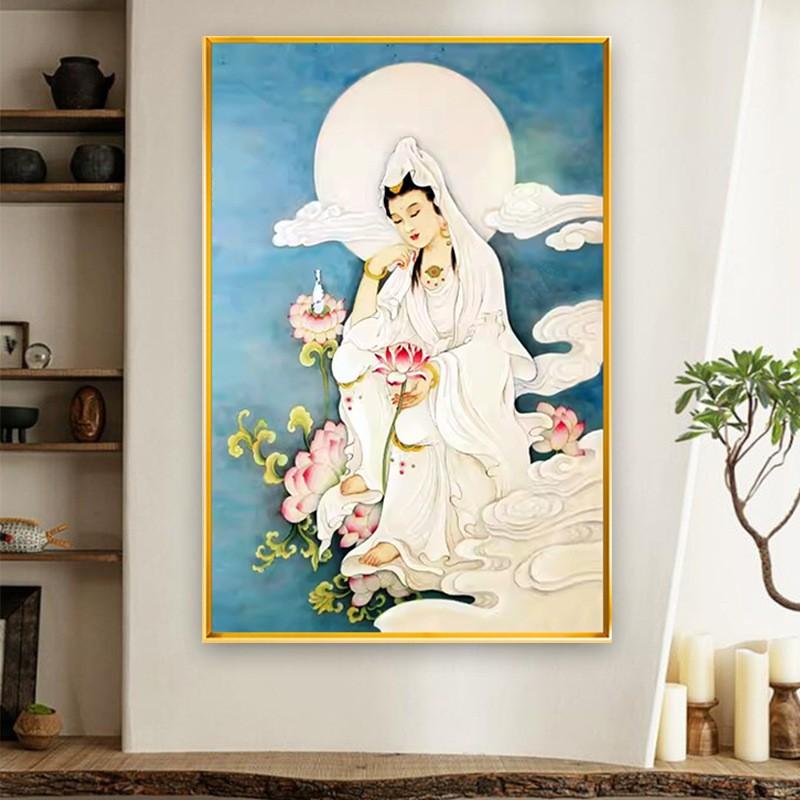 新款满钻钻石画人物图案客厅玄关观音菩萨点钻十字绣贴钻画自己绣