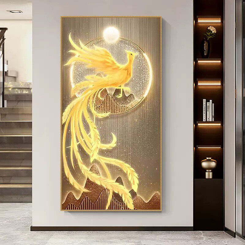 2026新款满钻钻石画客厅卧室玄关走廊过道金翅凤凰手工点钻十字绣