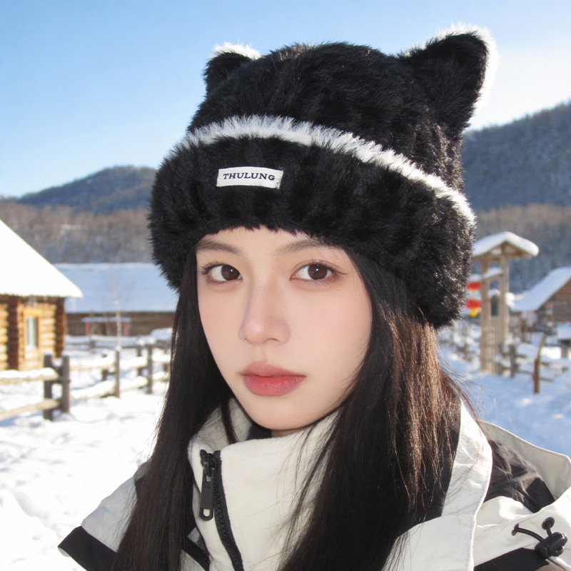 日系猫耳朵针织帽女2026新款秋冬季保暖毛绒帽百搭显脸小毛线帽子,服饰配件/皮带/帽子/围巾,帽子,淘宝优惠券,粉丝福利购,淘宝优惠卷