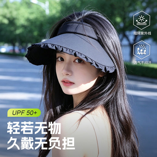 夏季空顶UPF50+大檐防晒帽女