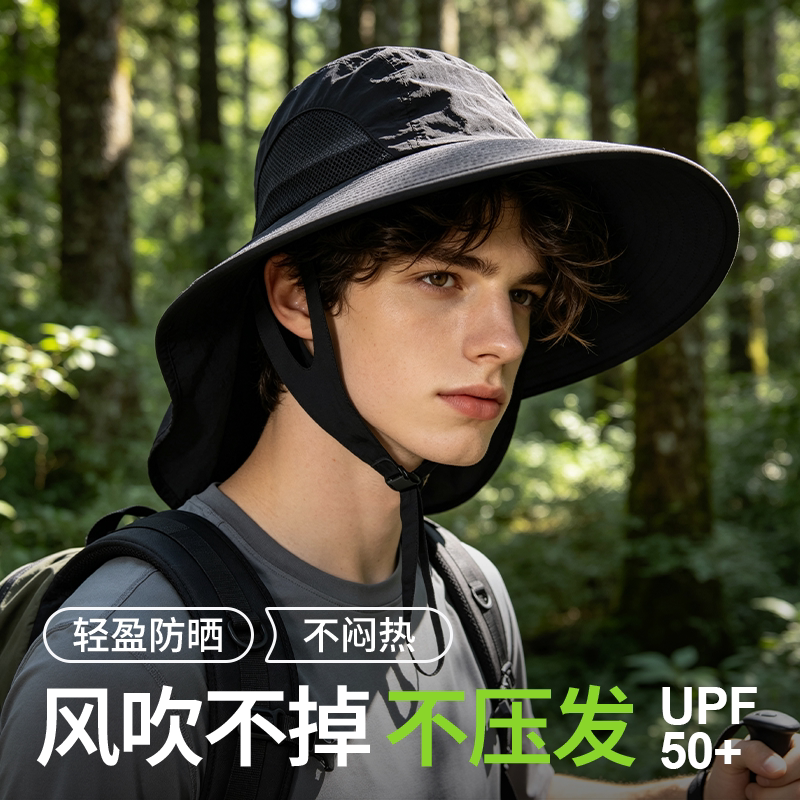 披肩款夏季遮阳渔夫帽男户外登山图片