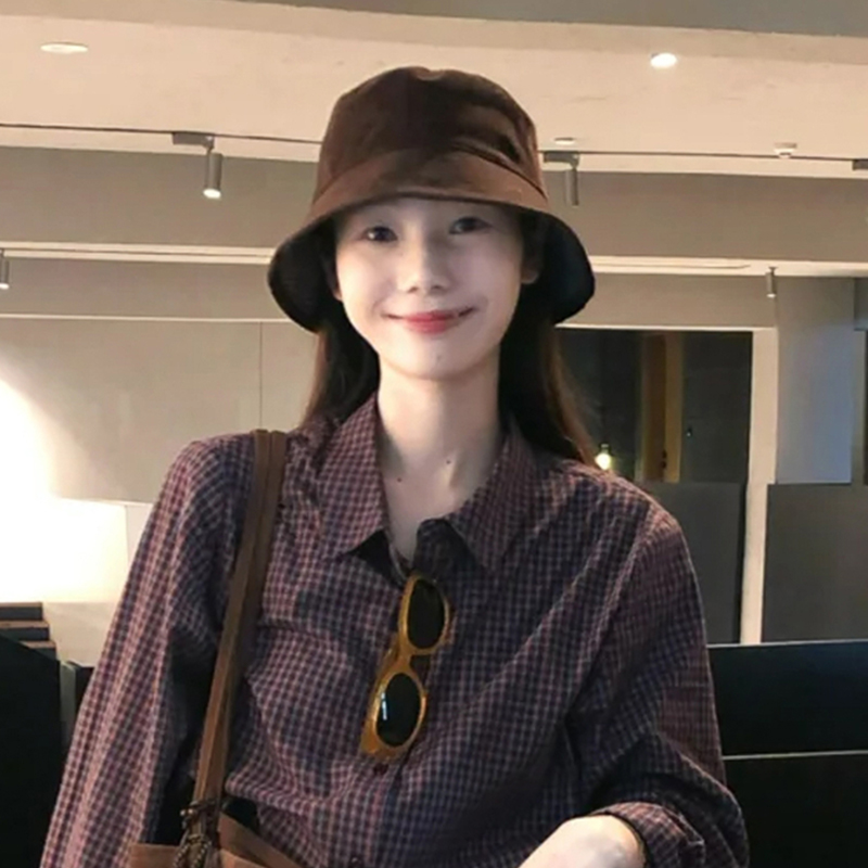 灯芯绒渔夫帽子女2025新款氛围感