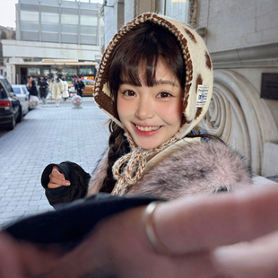 波点针织绑带耳罩女防寒冬季系绳护耳朵耳暖甜美可爱保暖防风耳包