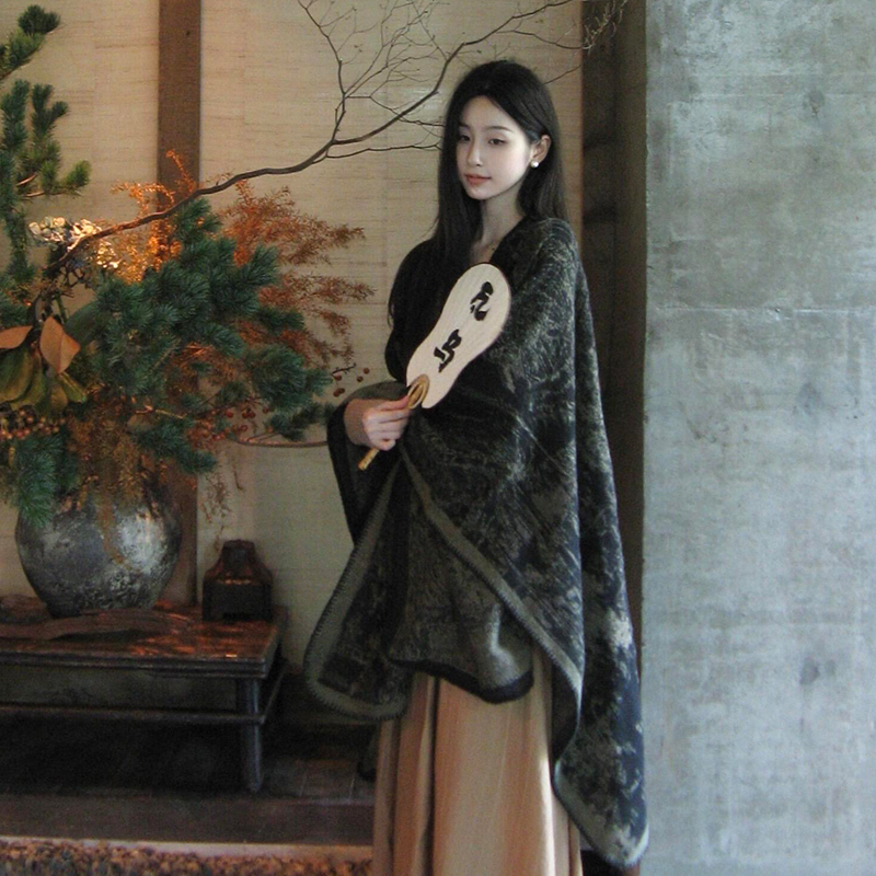 【氛围感】禅意水墨画披肩