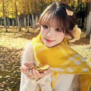 冬季加厚保暖围巾2025新款今年流行爆款女百搭格纹高级感保暖围脖