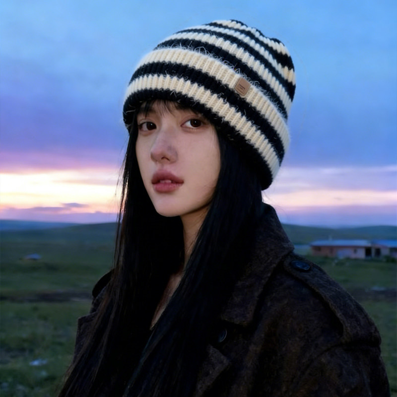 复古条纹毛线帽冬2025新款川西旅游山系堆堆冷帽保暖撞色针织帽子,服饰配件/皮带/帽子/围巾,帽子,淘宝优惠券,粉丝福利购,淘宝优惠卷