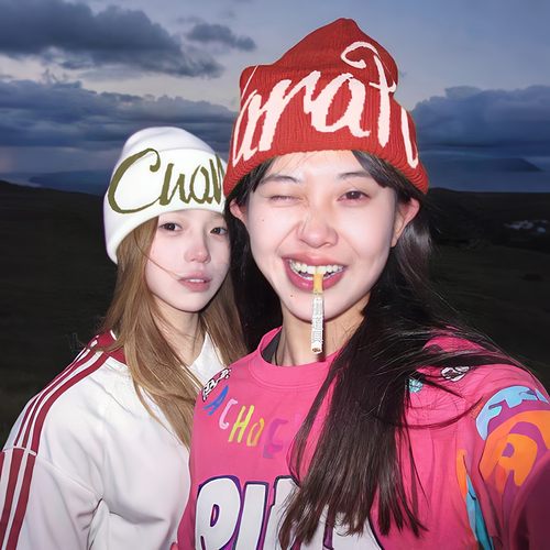 美式字母提花针织包头帽