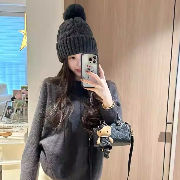 针织帽女士秋冬2025新款东北雪乡防寒毛球流行好看保暖加绒护耳帽,服饰配件/皮带/帽子/围巾,帽子,淘宝优惠券,粉丝福利购,淘宝优惠卷