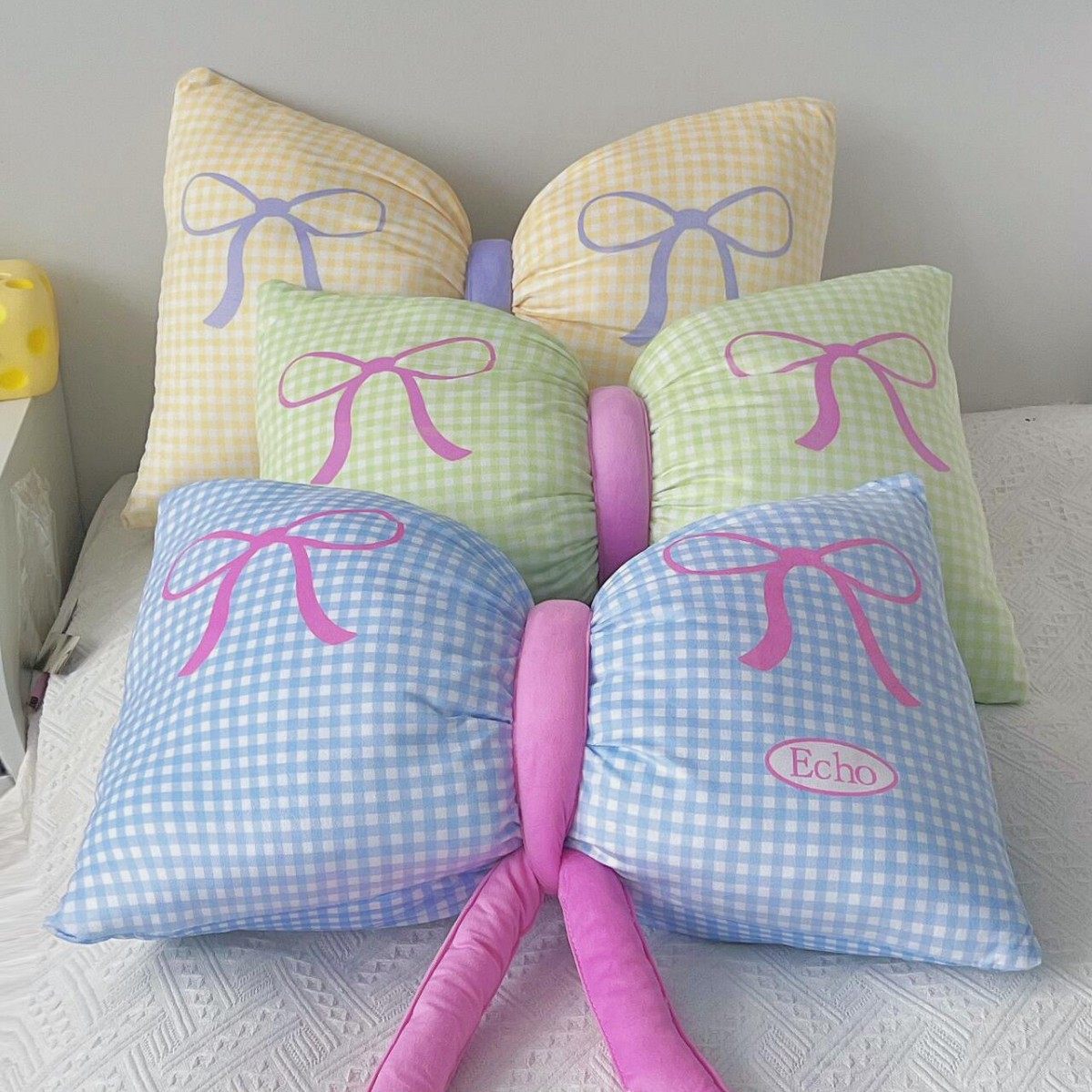 韩系ins少女心蝴蝶结抱枕女生宿舍床头靠垫座椅腰靠车载靠背枕头,居家布艺,抱枕被,淘宝优惠券,粉丝福利购,淘宝优惠卷