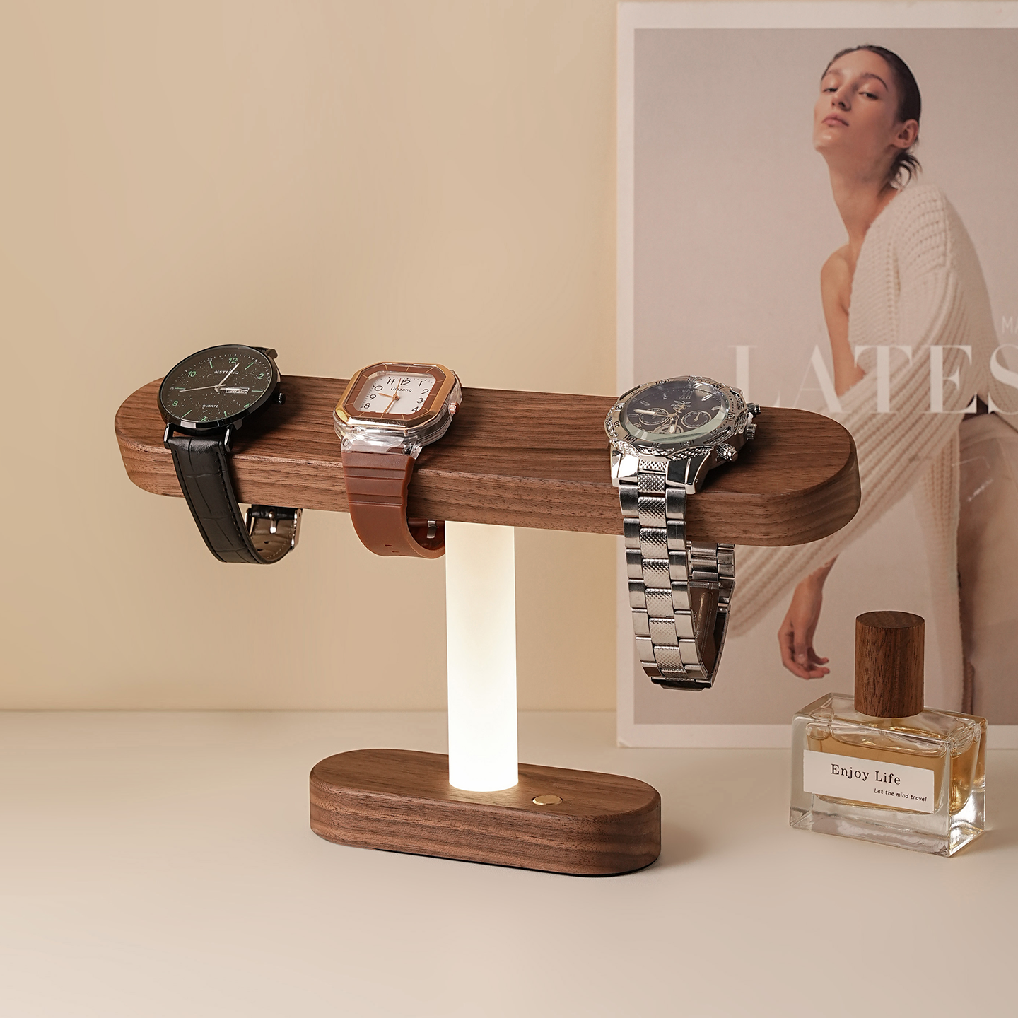 入户玄关轻奢高档实木手表架灯