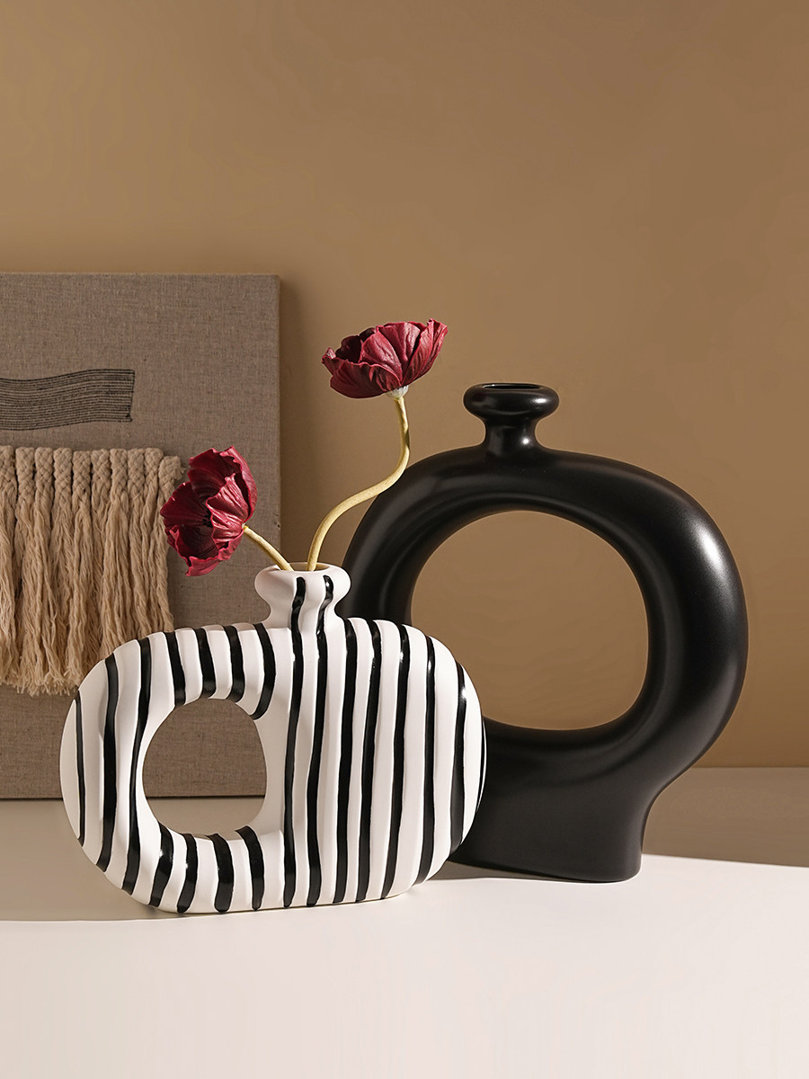 中古简约陶瓷花瓶摆件客厅插花轻奢高级感民宿桌面电视柜装饰花器,家居饰品,花瓶,淘宝优惠券,粉丝福利购,淘宝优惠卷