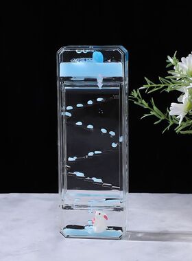 创意可爱滑梯油漏桌面摆件解压液体沙漏治愈系生日礼物儿童装饰品