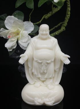 象牙果雕刻皆大欢喜弥勒14*8.5*5.5cm车载家居桌面工艺品摆件