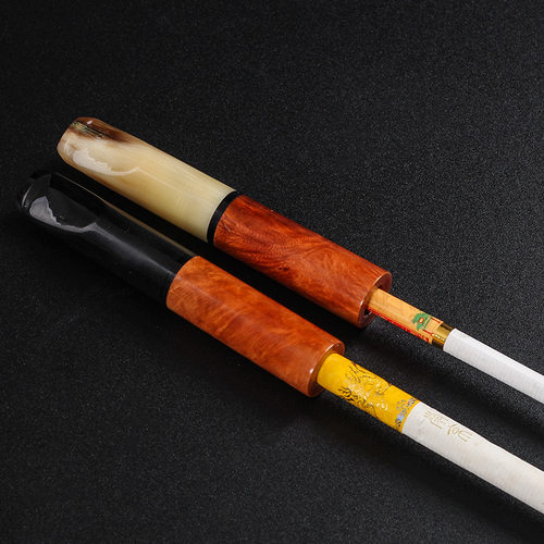 石楠木牛角烟嘴9mm活性炭芯粗细烟用可拆卸清洗型清肺烟嘴过滤器