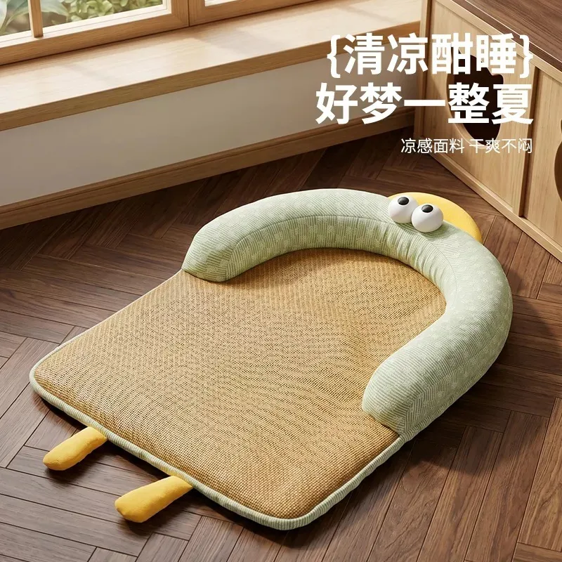 春夏季宠物窝垫猫狗垫子凉席垫清凉舒适藤席卡通靠枕手提冰豆垫