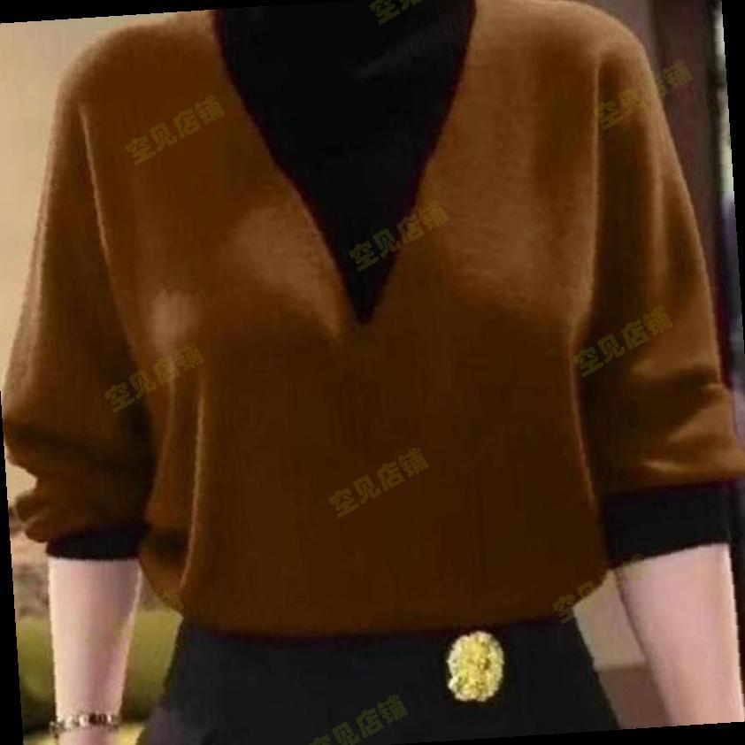 中年妈妈秋冬季百搭假两件德绒衫半高领撞色衬衫打底衫女新款打底