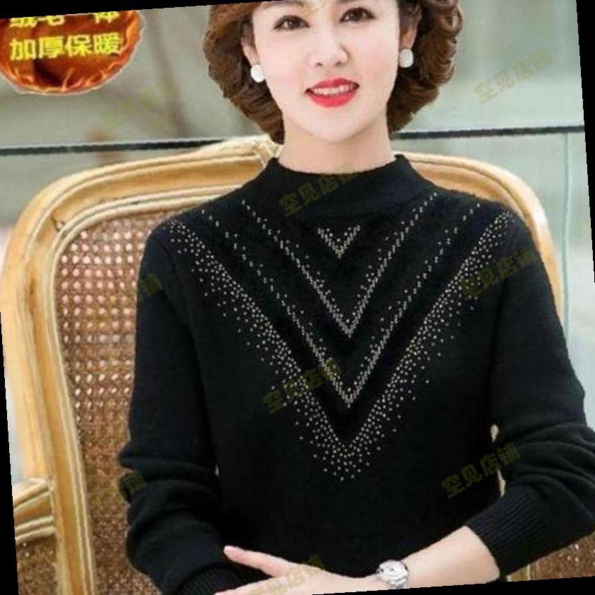德绒t恤妈妈装加绒加厚中老年秋冬一体绒保暖毛衣打底衫大码女装