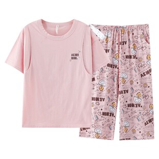 睡衣喂奶待产月子家居哺乳裙怀孕产前产后 7分裤 夏季 女士纯棉短袖