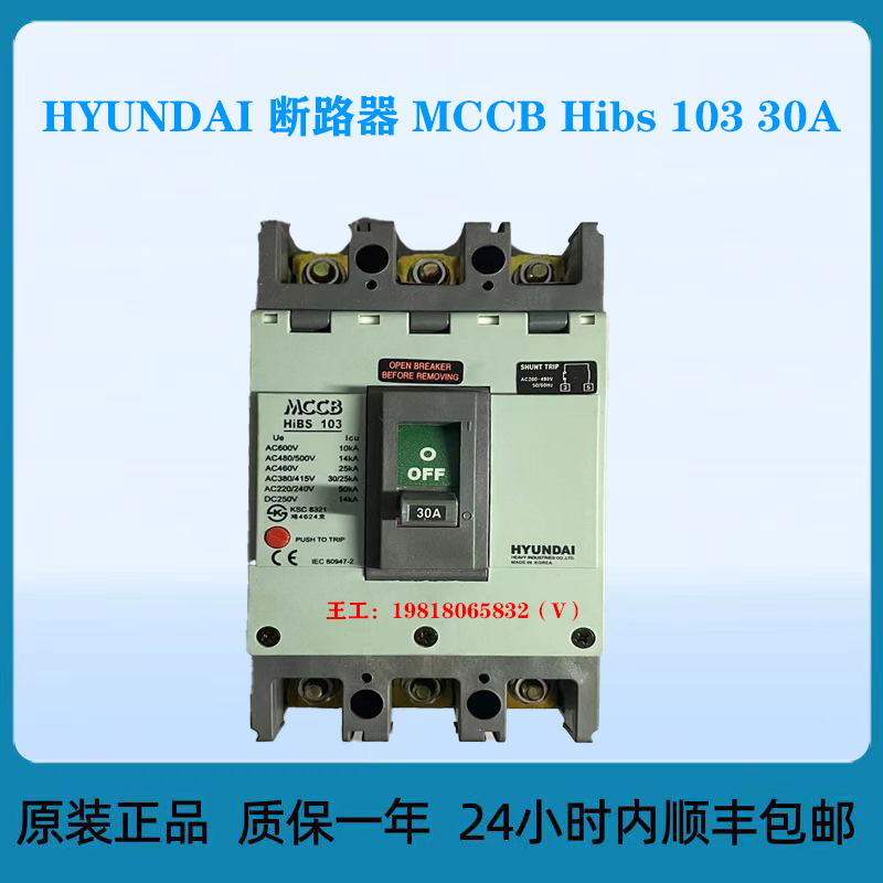 HYUNDAI 断路器 MCCB Hibs 103 30A 五金/工具 工业漏电断路器 原图主图