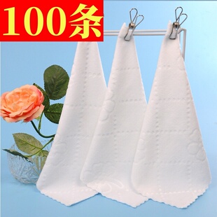 100条超细纤维白方巾压花小方巾 湿巾用一次性餐巾酒店白色小毛巾