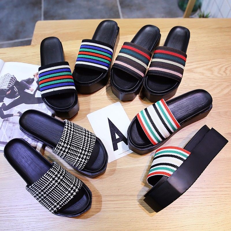 色拖鞋女夏2019新款百搭厚底凉拖外穿防滑高跟凉鞋松糕底一字拖|msdalam kategori Butik wanita / wanita, baju-T - dari Buy2taobao.com untuk memberikan perkhidmatan ejen Taobao profesional membeli