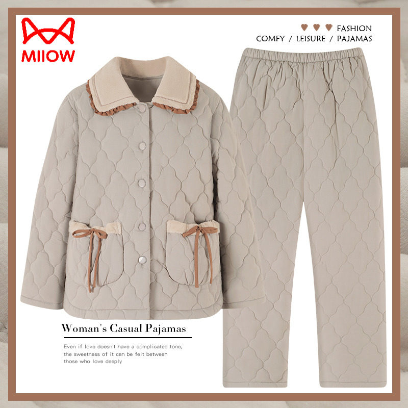 猫人睡衣女秋冬款三层加厚加绒梭织纯棉夹棉珊瑚绒冬季家居服,女士内衣/男士内衣/家居服,睡衣/家居服套装,淘宝优惠券,粉丝福利购,淘宝优惠卷