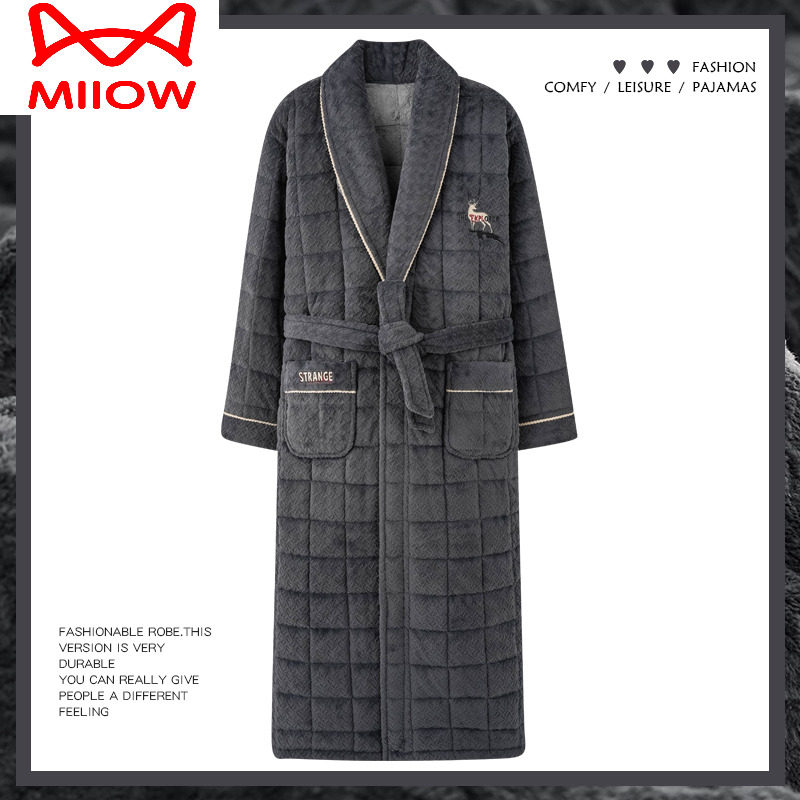 猫人睡袍男冬季三层加厚长款珊瑚绒夹棉浴袍加绒睡衣秋冬男款,女士内衣/男士内衣/家居服,睡袍/浴袍,淘宝优惠券,粉丝福利购,淘宝优惠卷